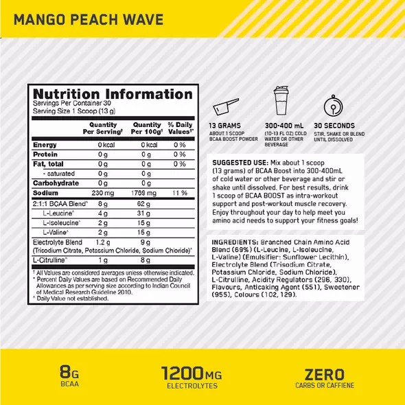 Optimum Nutrition BCAA Boost Mango Peach 30 Serves Colombia | 2579BLDKR