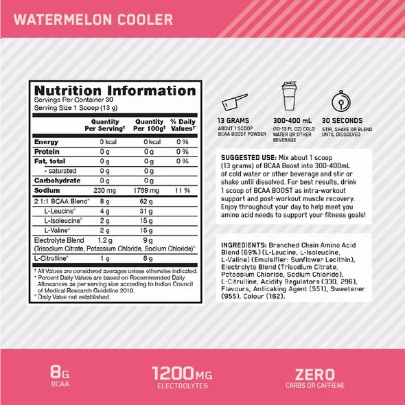 Optimum Nutrition BCAA Boost Watermelon 30 Serves Colombia | 5127CARDH