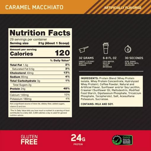 Optimum Nutrition GOLD STANDARD 100% WHEY™ *new* Caramel Macchiato 2 lb (28 Servings) Colombia | 1984ECJPX