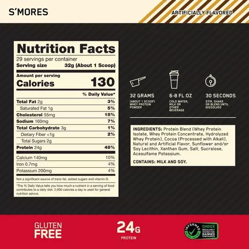 Optimum Nutrition GOLD STANDARD 100% WHEY™ *new* S'mores 2 lb (28 Servings) Colombia | 2956LPCBO