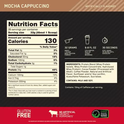 Optimum Nutrition GOLD STANDARD 100% WHEY™ Mocha Cappuccino 2 lb (28 Servings) Colombia | 6243RVOAP