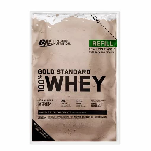 Optimum Nutrition GOLD STANDARD 100% WHEY™ Recyclable Refill Bag Double Rich Chocolate 2 lb (29 Servings) Colombia | 2894TKXIU