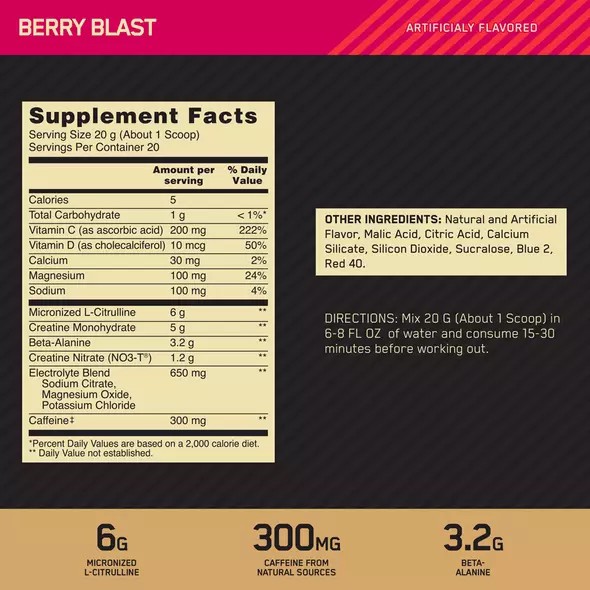 Optimum Nutrition GOLD STANDARD® Pre Advanced Berry Blast 0.88 lb (20 Servings) Colombia | 8750ZPWTF