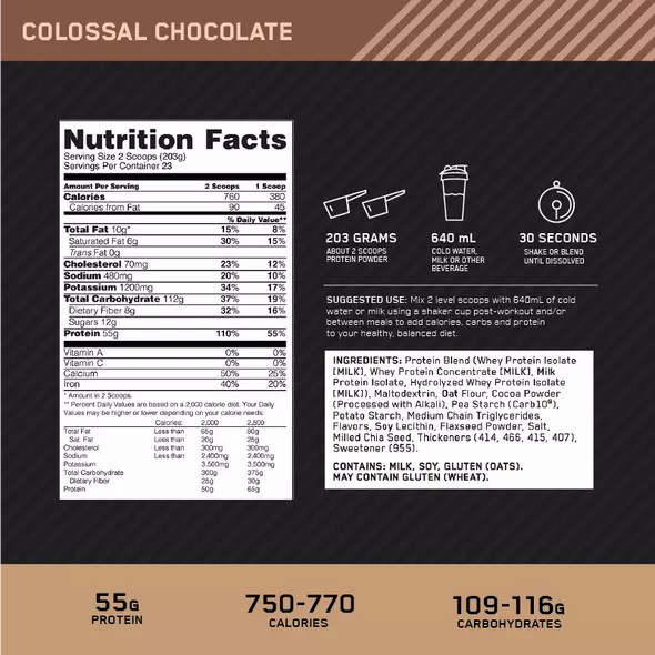 Optimum Nutrition Gold Standard Gainer Chocolate 4.67kg Colombia | 2690XZDVN