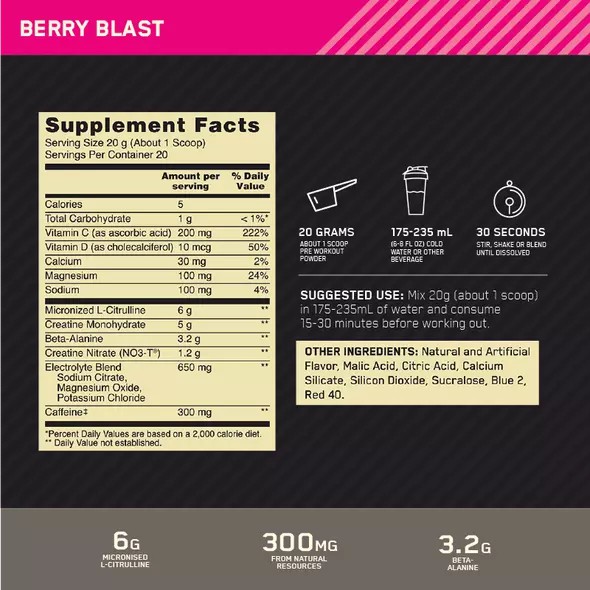 Optimum Nutrition Gold Standard Pre Advanced Berry Blast 20 Serves Colombia | 6304ZLYFQ