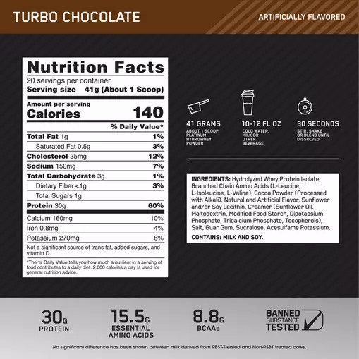 Optimum Nutrition PLATINUM HYDROWHEY™ Turbo Chocolate 1.8 lb - Notify me Colombia | 1642GXKYJ