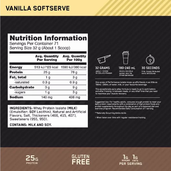 Optimum Nutrition Performance Isolate Vainilla 2.27kg Colombia | 2870TSUPD