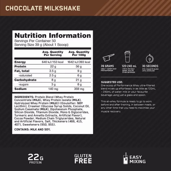 Optimum Nutrition Performance Whey Chocolate 1.95kg Colombia | 3259UDXYP